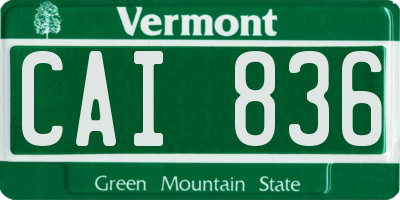 VT license plate CAI836