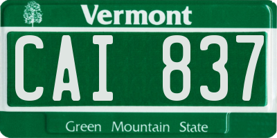 VT license plate CAI837