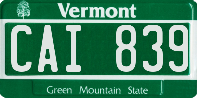 VT license plate CAI839