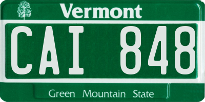 VT license plate CAI848