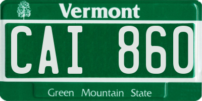 VT license plate CAI860