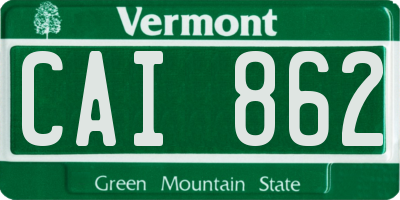 VT license plate CAI862