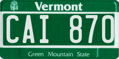 VT license plate CAI870