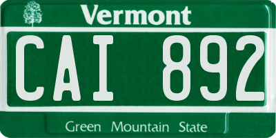 VT license plate CAI892
