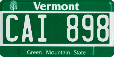 VT license plate CAI898