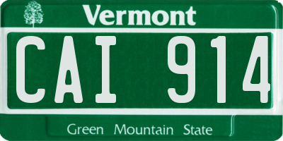 VT license plate CAI914