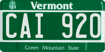 VT license plate CAI920