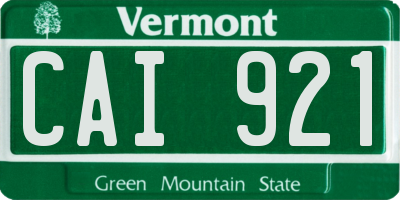 VT license plate CAI921