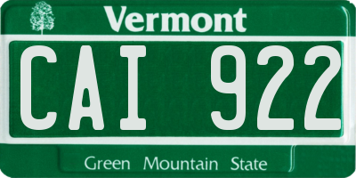 VT license plate CAI922