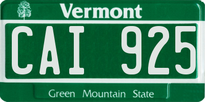 VT license plate CAI925