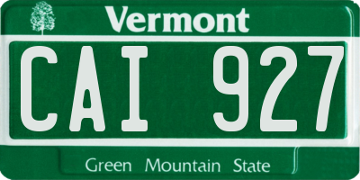 VT license plate CAI927