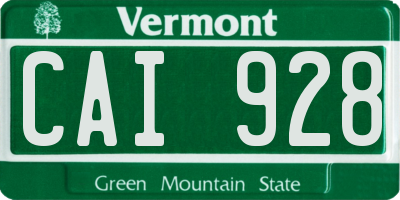 VT license plate CAI928