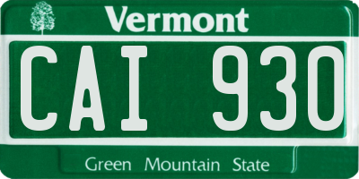 VT license plate CAI930
