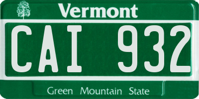 VT license plate CAI932