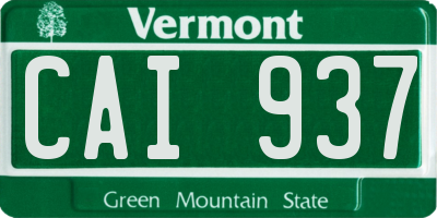 VT license plate CAI937