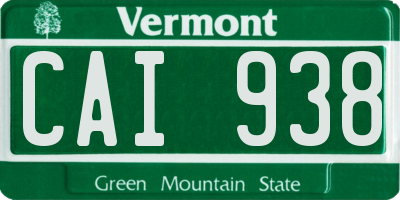 VT license plate CAI938
