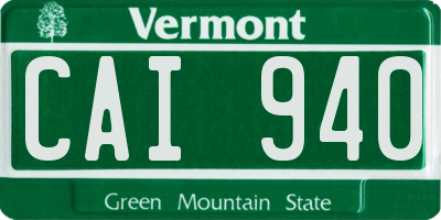 VT license plate CAI940