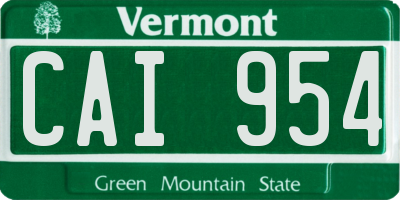 VT license plate CAI954