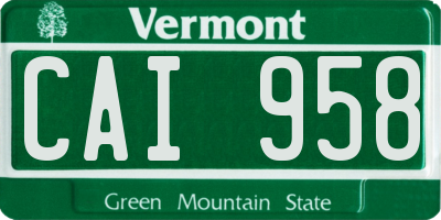 VT license plate CAI958