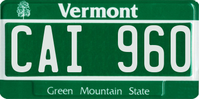 VT license plate CAI960