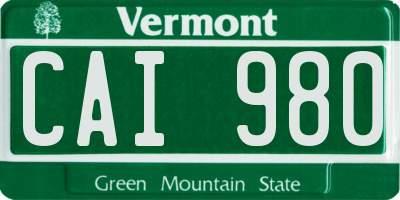 VT license plate CAI980