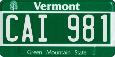 VT license plate CAI981
