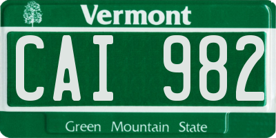 VT license plate CAI982
