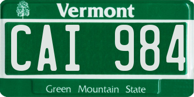 VT license plate CAI984