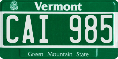 VT license plate CAI985