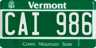 VT license plate CAI986