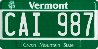 VT license plate CAI987
