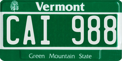 VT license plate CAI988