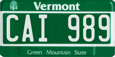 VT license plate CAI989