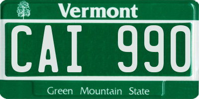 VT license plate CAI990