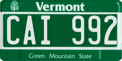 VT license plate CAI992