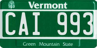 VT license plate CAI993