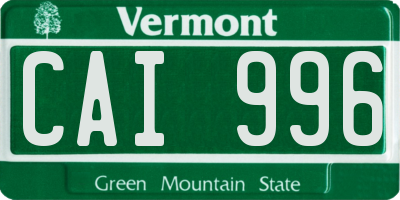 VT license plate CAI996