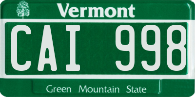 VT license plate CAI998