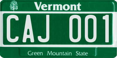 VT license plate CAJ001