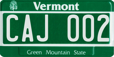 VT license plate CAJ002