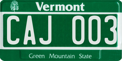 VT license plate CAJ003