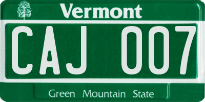 VT license plate CAJ007