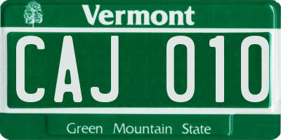 VT license plate CAJ010