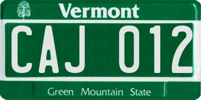 VT license plate CAJ012