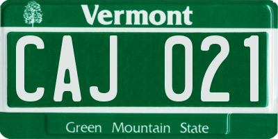 VT license plate CAJ021