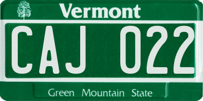 VT license plate CAJ022