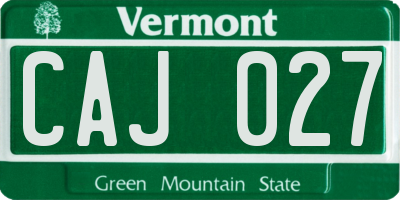 VT license plate CAJ027