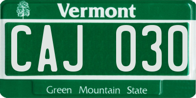 VT license plate CAJ030