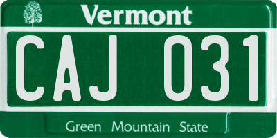 VT license plate CAJ031