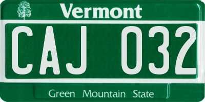 VT license plate CAJ032
